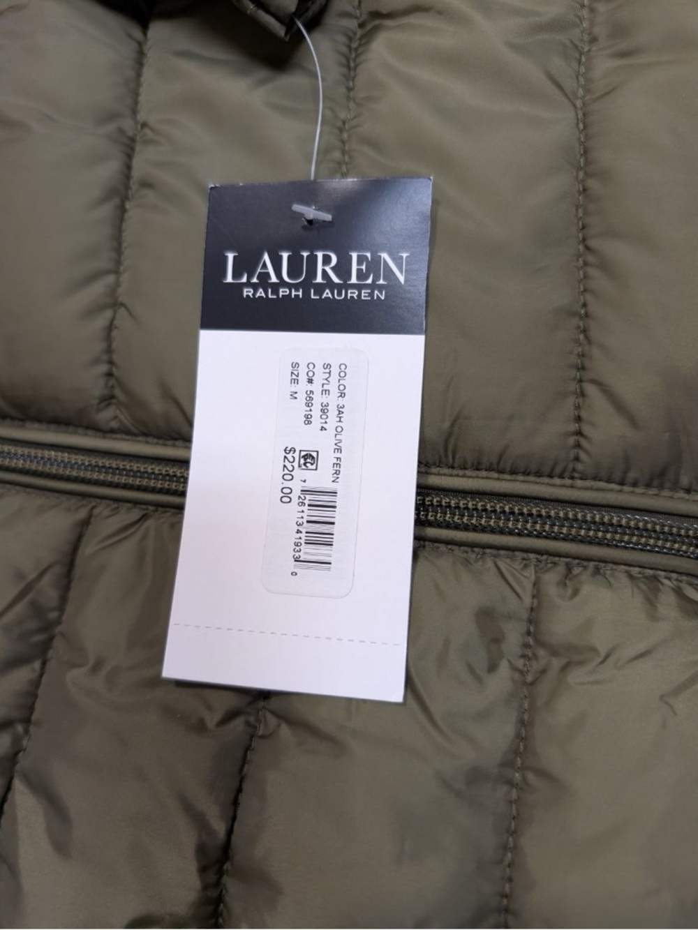 NWT Lauren Ralph Lauren Soft Puffer Hooded Recycled Jacket Olive Packable  Sz M - Picture 13 of 15